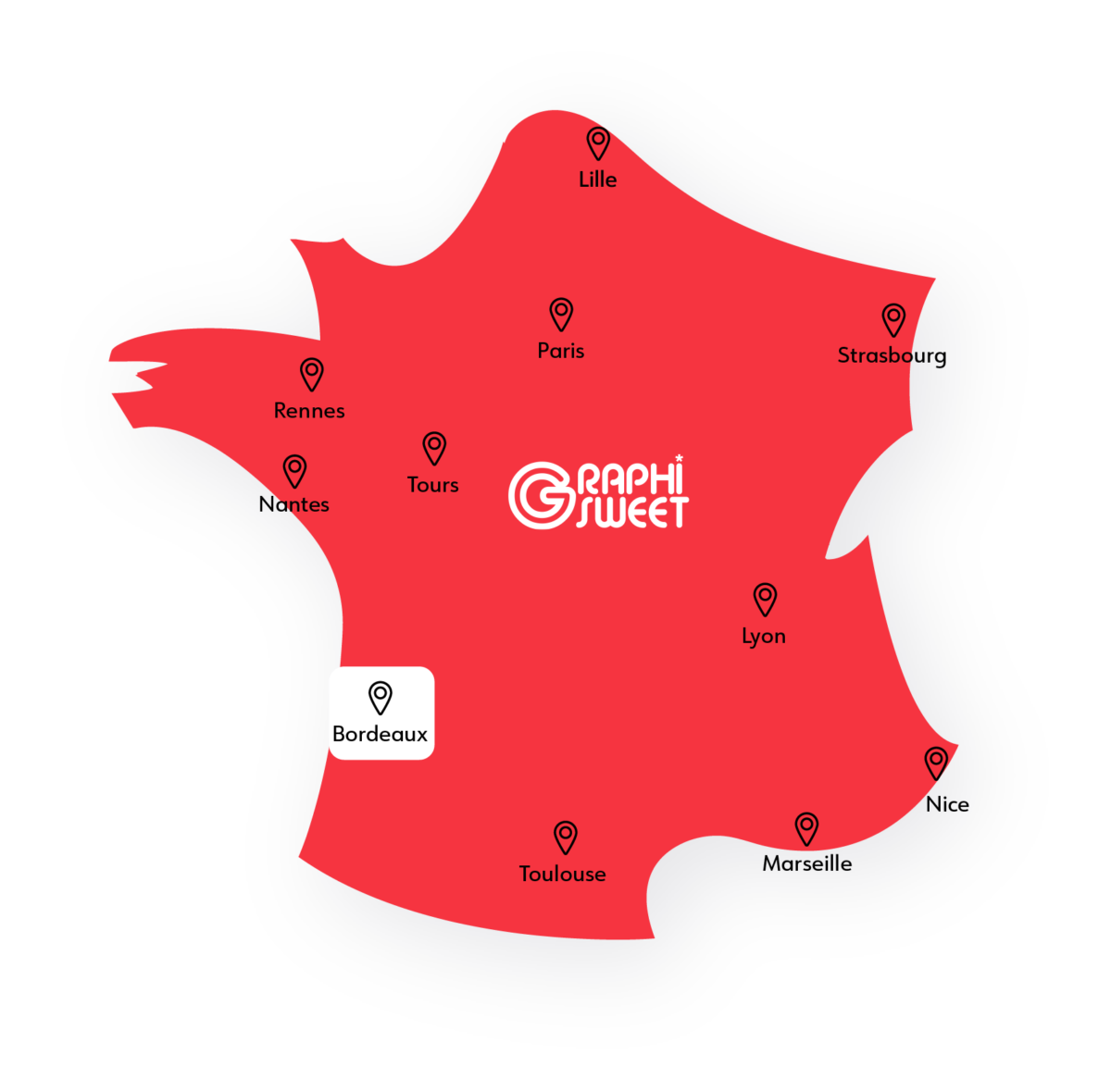 Carte des agences Graphisweet en France