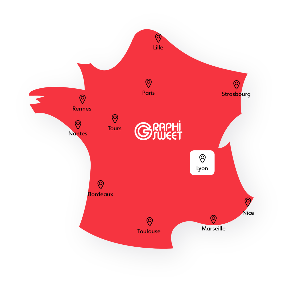 Carte des agences Graphisweet en France